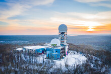  Aerial View On Abandoned Surveillance Station During Sunset