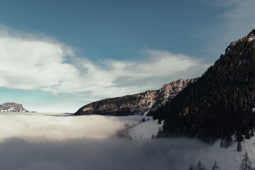 Wall Mural - Mountains in the alps covered with snow in the wintertime around december