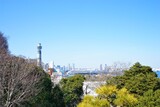 Fototapeta Big Ben - Yokohama City landscape from Observatory of Harbor Viewing Park in Yokohama, Japan. Marine Tower and Yamashita park - 港の見える丘公園からの眺望 マリンタワー 山下公園 横浜 日本