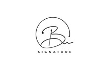 Letter B Signature Calligraphic Minimal Monogram Emblem Logo