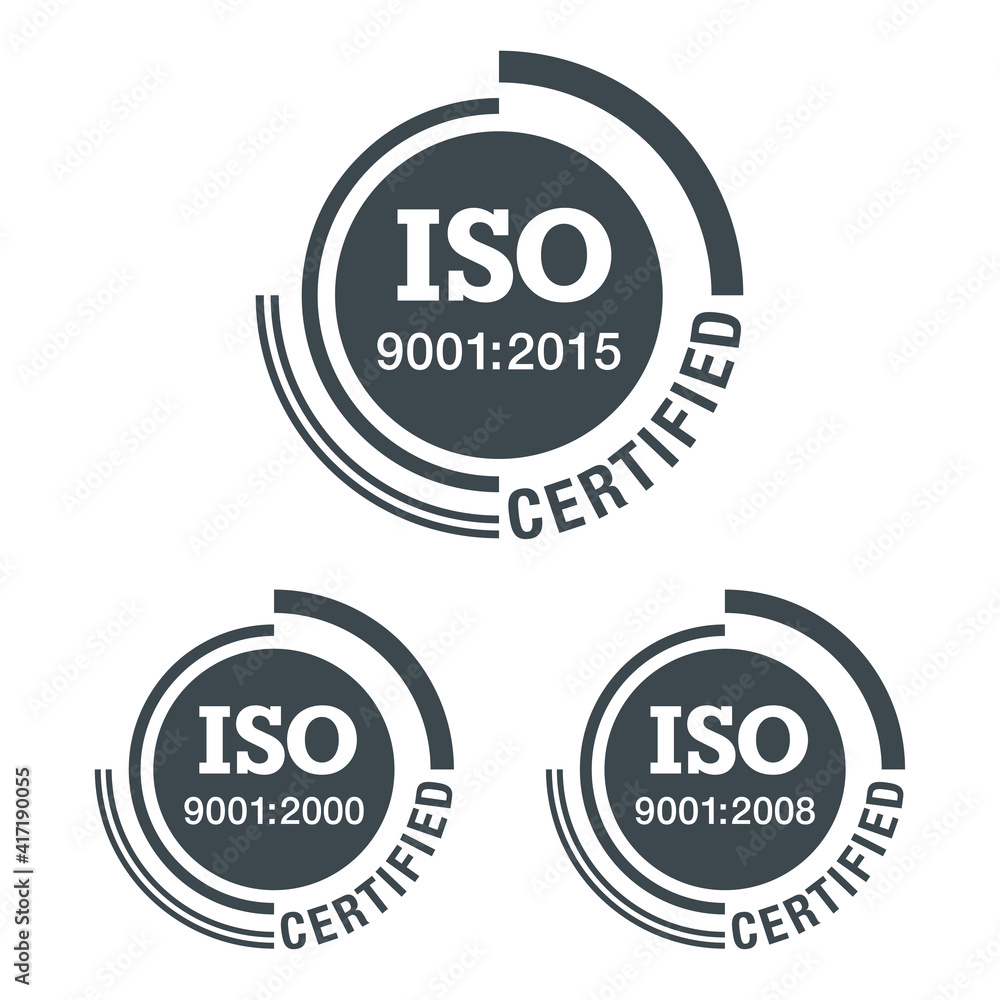 ISO 9001 flat pictogram, 2000, 2008 and 2015 - obrazy, fototapety, plakaty 