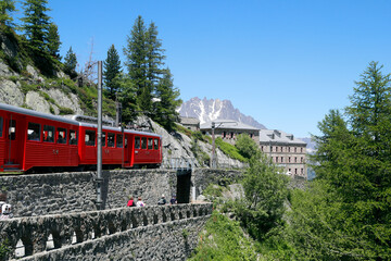 Sticker - mont-blanc massif in the french alps. the montenvers railway runs from chamonix to the mer de glace 