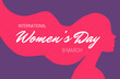 Womens day poster banner with female face silhouette. Womens day concept