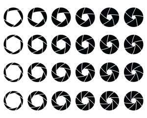 Set of different camera lens aperture values