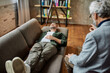 © Svitlana - Calm man lying on couch during psychotherapy session