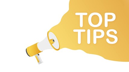 Wall Mural - Hand holding megaphone - Top tips. Motion design.