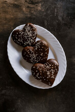 Dark Chocolate Heart Shaped Cookies.