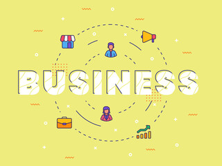 Wall Mural - business typography calligraphy word art with filled color style