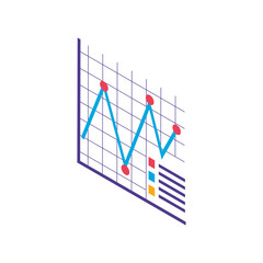 Sticker - digital statistics report financial and economy data isometric icon isolated