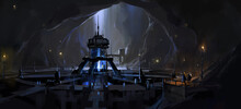 Secret Underground Nuclear Reactor Facility, Digital Science Fiction Illustration.