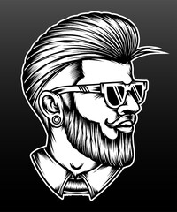 Wall Mural - Hand drawn cool men hairstyle