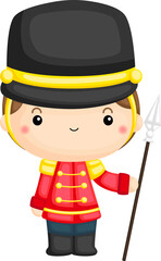 a vector of a guard standing with a weapon