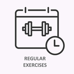 Canvas Print - Regular sport exercises line icon on white background. Vector illustration.