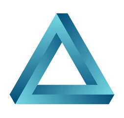 Wall Mural - impossible triangle. eternal figure. penrose optical illusion. turquoise gradient endless triangular