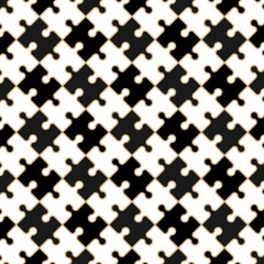 Black and white mosaic puzzle background, concept of geometric puzzle shapes. Vector illustration.