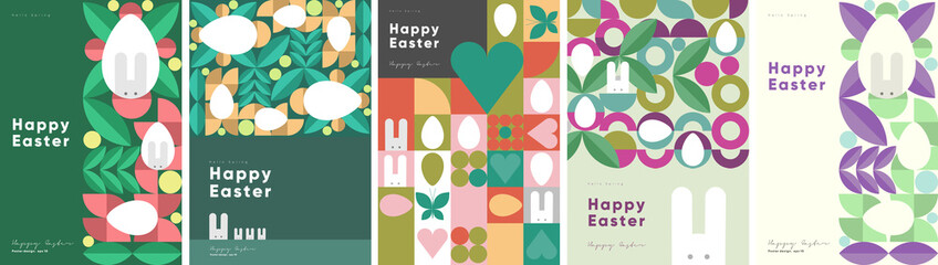 Wall Mural - happy easter. patterns. modern geometric abstract style. a set of vector easter illustrations. easte