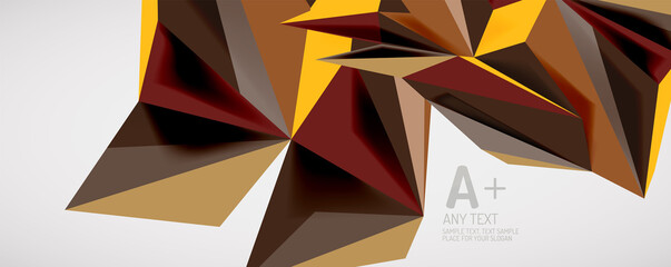 Vector triangle geometric backgrounds. Low poly 3d shape on light backdrop. Vector illustration for covers, banners, flyers and posters and other designs