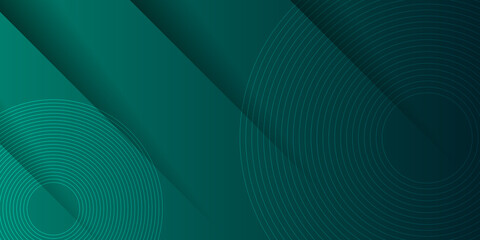 Modern abstract dark green technology business background with circle shape for banner and wallpaper. High contrast dark green glossy stripes. Abstract tech graphic banner design. Vector corporate