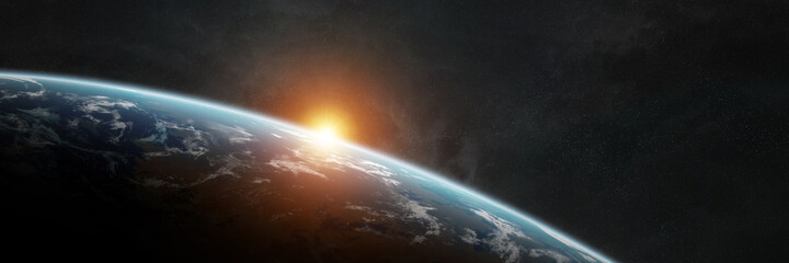 Aufkleber - Panoramic planet Earth background. Panorama of space view of the globe 3D rendering elements of this image furnished by NASA