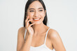 © Odua Images - portrait of attractive asian woman skin care image on white background
