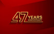 © VECTORKURO - 47 years anniversary line style design golden color with elegance red background for celebration