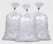 Ice cubes in plastic bag, bagged ice or packaged ice mock up on isolated background including clipping path.	