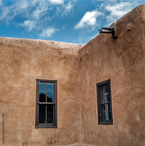 Tesuque Pueblo indian community  Santa Fe County, New Mexico, United States. Indian culture. Indian reserve. Adobe style. Loam houses.  © A