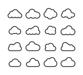 Wall Mural - clouds collection. cloud vector icons. clouds in line simple design. vector illustration