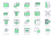 © Phoenix Icons - Finance operations simple line icons. Vector illustration with minimal icon - banking, credit card, contacless payment, swift, cash, atm, cashier pictogram. Green Color, Editable Stroke