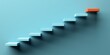 Blue stairs leading to orange top step, success, top level or career minimal modern concept