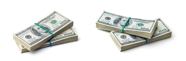 Wall Mural - American dollars on white background