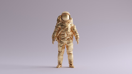 Wall Mural - gold spaceman astronaut cosmonaut traditional style 3d illustration 3d render