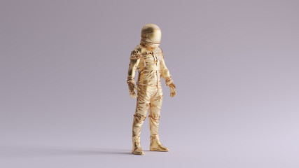 Wall Mural - gold spaceman astronaut cosmonaut retro style 3d illustration 3d render