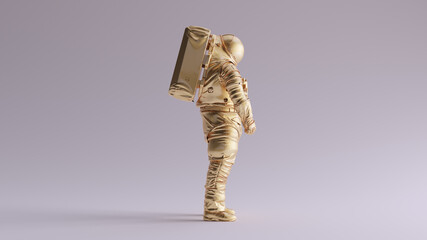 Wall Mural - gold spaceman astronaut cosmonaut space walk style 3d illustration 3d render
