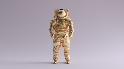 Wall Mural - gold spaceman astronaut cosmonaut space walk style 3d illustration 3d render