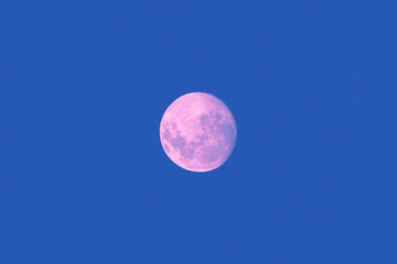 Poster - Full super moon glowing against blue sky dark background