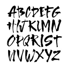 Wall Mural - vector acrylic brush style hand drawn alphabet font. calligraphy alphabet on a white background