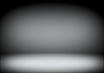 Wall Mural - Empty floor backdrop black room studio with gray gradient spotlight backdrop 3d render. displays for product.
