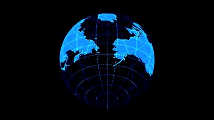 abstract blue neon globe planet earth. isolate.