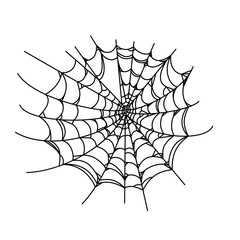 Wall Mural - Spider web isolated on wite background. Outline cobweb for horror Halloween party designs. Vector illustration