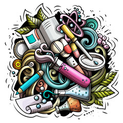 Wall Mural - science cartoon vector doodle design