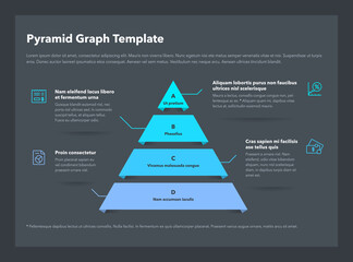 Leinwandbilder - Pyramid graph template with 4 colorful steps - dark version. Easy to use for your website or presentation.
