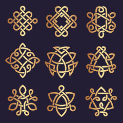 Wall Mural - celtic knots. stylized triangle symbols ancient irish tattoo geometrical patterns recent vector celt