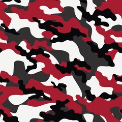 Wall Mural - red military camouflage vector seamless pattern