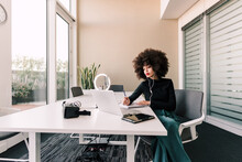 Businesswoman Working Alone In Office
