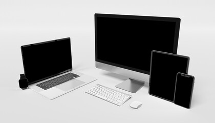 Wall Mural - Isolated Devices Mockup - 3d rendering.
