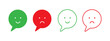 © t1m0n344 - Bad and Good Feedback emoji icons. Positive and Negative review sign. Happy and Sad smile.