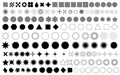Poster - Set of Abstract Geometric Shapes vector design. Collection of label badges. Modern Geometry Elements for design.