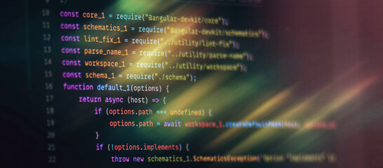 Wall Mural - programming code abstract screen of software developer. computer script.