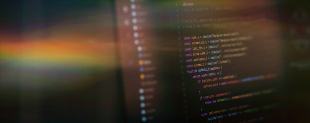 Wall Mural - programming code abstract screen of software developer. computer script.